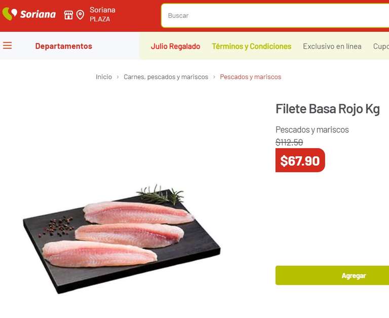 Soriana - Filete Basa Rojo Kg $67.90