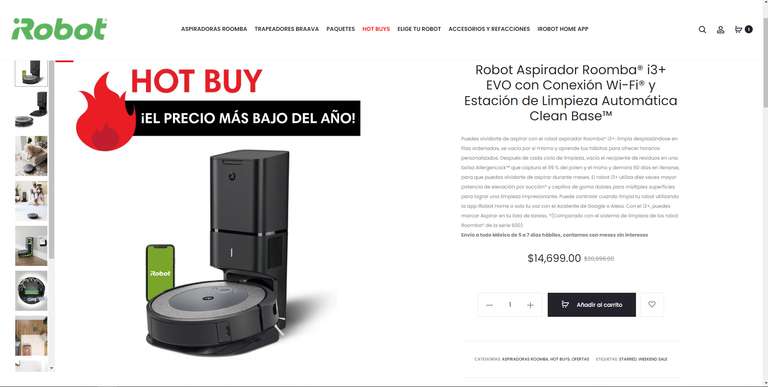 iRobot: Promocion de Robot Aspirador Roomba i3+ EVO con Conexión Wi-Fi y  Estación de Limpieza Automática Clean Base con Kueski Pay -  promodescuentos.com