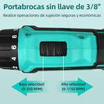 Amazon: Taladro inalámbrico atornillador con Luz LED, Kit De Herramientas, guantes, brocas, puntas destornillador, 2 Baterías 20V Recargable