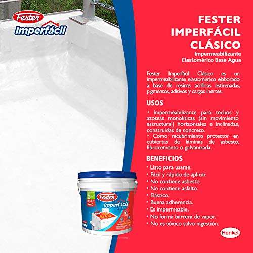 Amazon: Fester Imperfácil Clasico, Impermeabilizante Acrílico con Base Agua, 4 Litros (Oferta Prime)