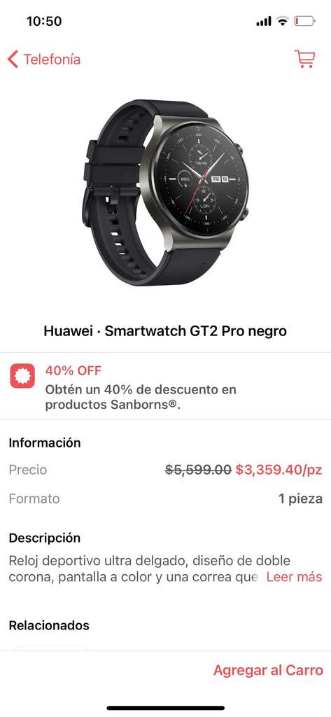 Smartwatch Huawei GT 2E Verde Menta