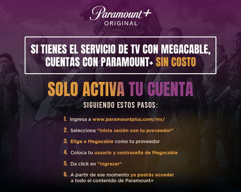 Paramount+ gratis para suscriptores Megacable