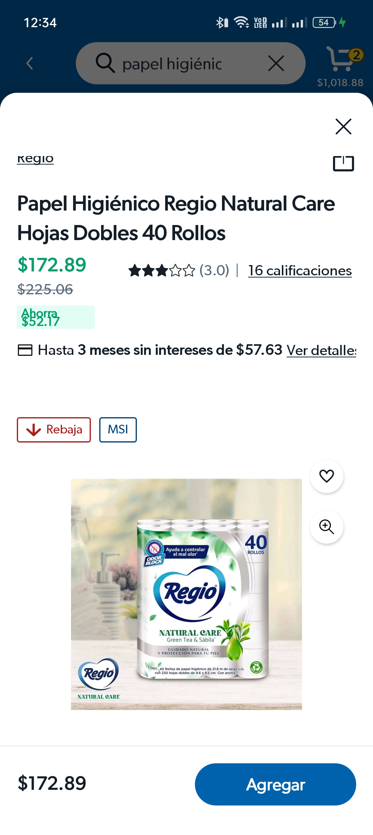 Sam's Club: Papel higiénico regio natural care