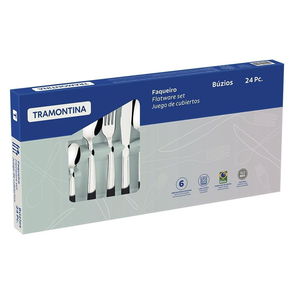 AMAZON: TRAMONTINA - Set de Cubiertos Búzios de Acero Inoxidable 24 Piezas - Metálico