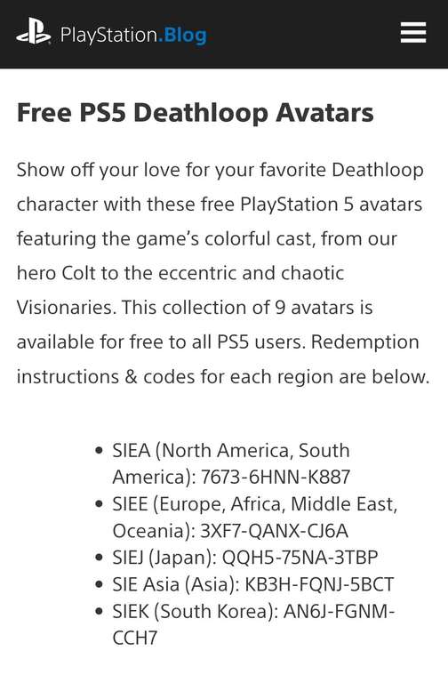Avatares de Deathloop (solo para usuarios de PS5)