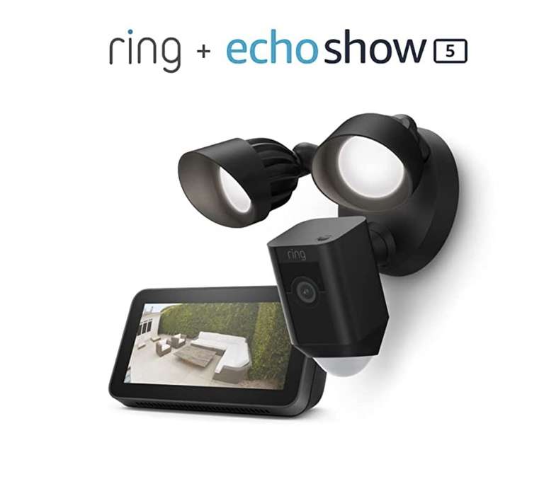 Amazon: Ring Floodlight Cam Wired Plus + Echo Show 5 (2da Gen, Edición 2021)