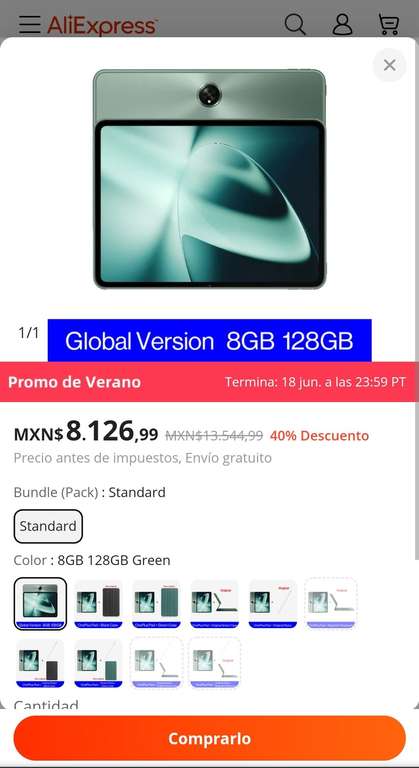 AliExpress: Tablet OnePlus Pad 8gb 128gb versión global