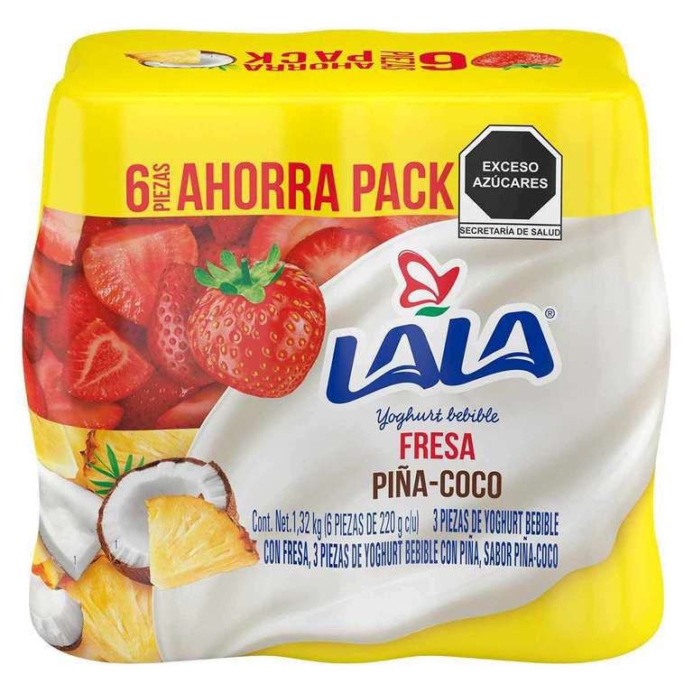 Chedraui: Six Pack de Yoghurt Lala Piña- Coco y Fresa
