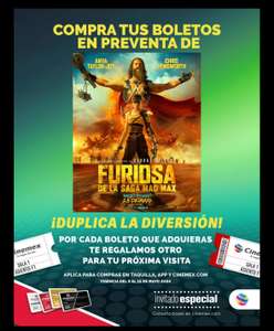 Cinemex - Furiosa: Boleto gratis para próxima visita por cada uno adquirido