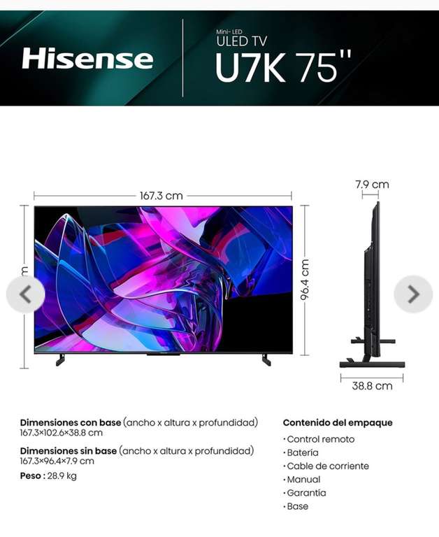 Liverpool: Pantalla Hisense 4K Smart TV de 75 pulgadas UHD 75U7K con Android + barra de sonido de regalo