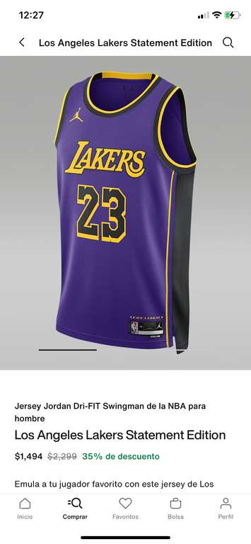 Nike: Jerseys NBA Lakers/Chicago en oferta