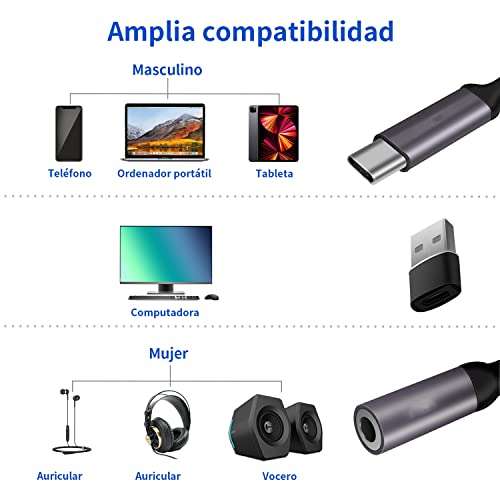 Oferta Relampago ::Lirgcuatro Adaptador USB Tipo C a Jack 3.5mm,Cable USB Tipo C a Audio 3.5mm :: Amazon