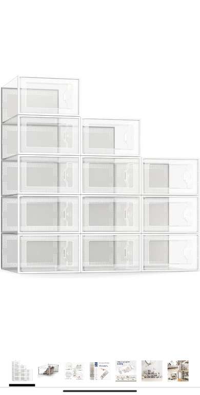 12 cajas de almacenamiento para zapatos de plástico transparente (Precio antes de pagar)