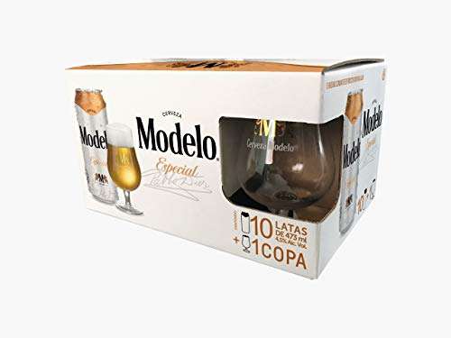 Amazon: Cerveza Modelo Especial 10 latones de 473ml + 1 Copa