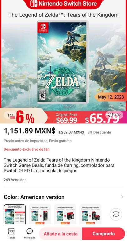 AliExpress: Zelda Tears Of The Kingdom nintendo switch