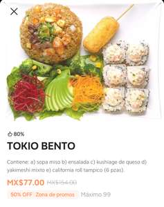 Didi Food: Tokio Bento en Lucky Sushi