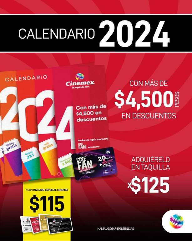 CALENDARIO CUPONERA CINEMEX 2024