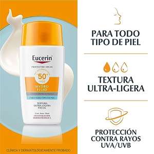 Amazon: EUCERIN - Protector Solar Facial "Hydro Fluid" - Textura Ultra Ligera - SPF 50 - Proteccion UVA/UVB - 50mL