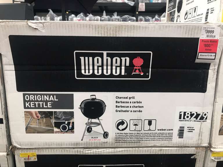 Walmart: Asador Weber Original Kettle 22 (incluye iniciador y mandil)-Interlomas