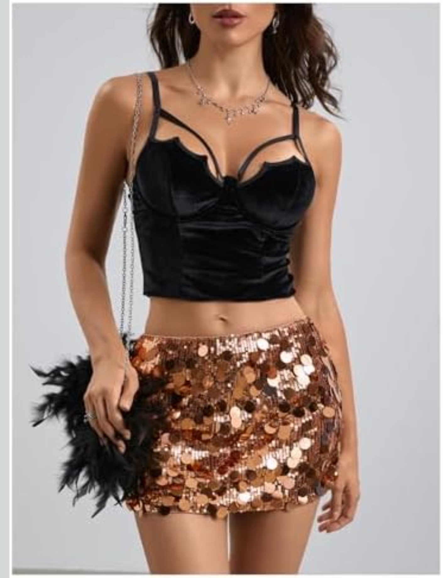 Amazon: Minifalda de Lentejuelas para Mujer || DORADO-PLATEADO