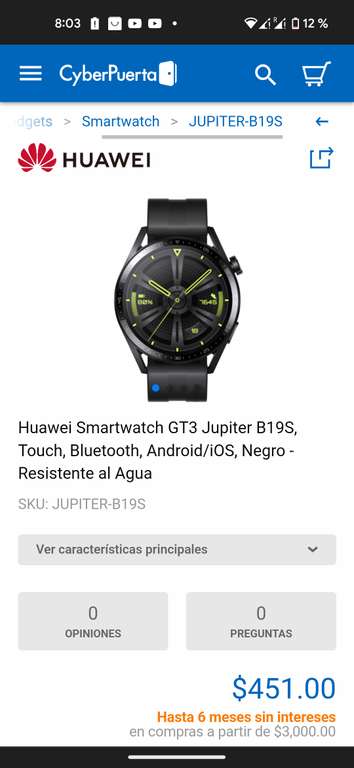 CyberPuerta: ¿Huawei Watch GT3?