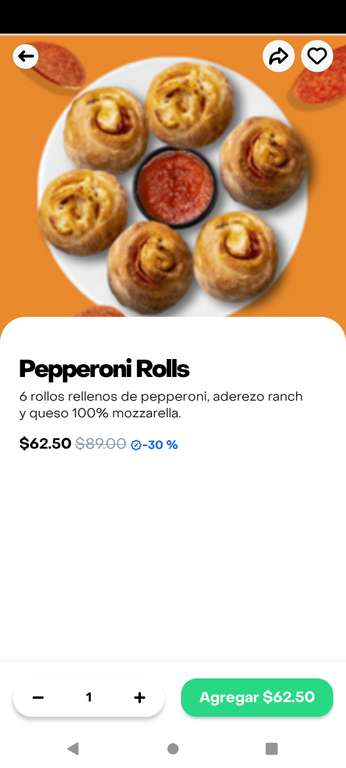 Rappi Papá John's pepperoni rolls