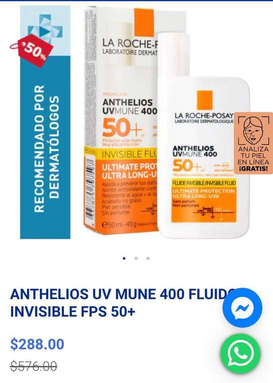 Farmacias del ahorro: Anthelios UVMUNE Fluido Invisible FPS50 50ml