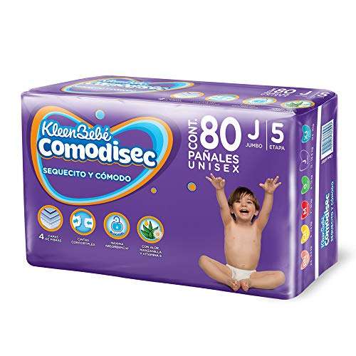 Amazon: KleenBebé Comodisec Pañal Para Bebé, Tamaño Jumbo, Unisex, Paquete Con 80 Pañales Desechables