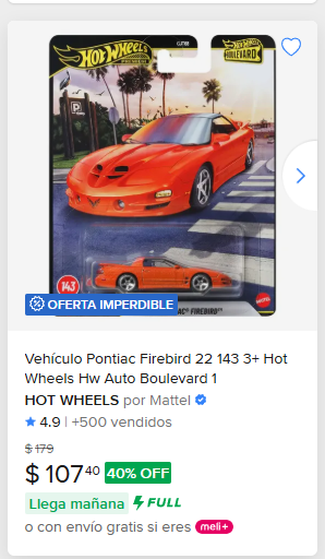 Mercado Libre: Hot wheels Premium