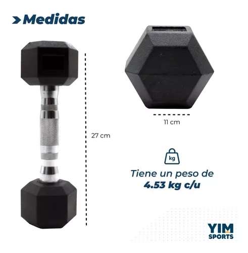Mercado Libre: 2 Mancuernas 10 Lb 4.53 Kg C/u Kit Set Pesas Hexagonales Pro