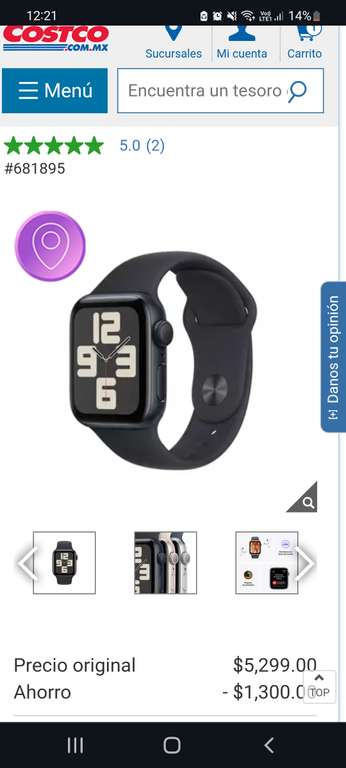 Costco: Apple Watch SE (GPS) Caja de aluminio medianoche 40mm con Correa deportiva medianoche