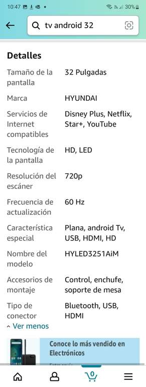 Amazon: Hyundai tv 32 pulgadas android HD