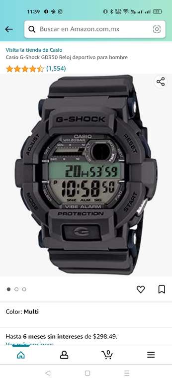 Amazon: Reloj G shock GD350 con alarma vibratoria + versión stealth