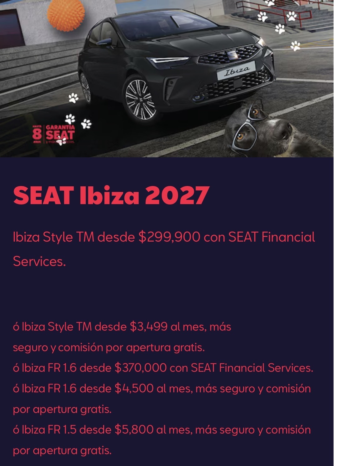 Seat Ibiza 2027 con Bono de 85 mil Pesos