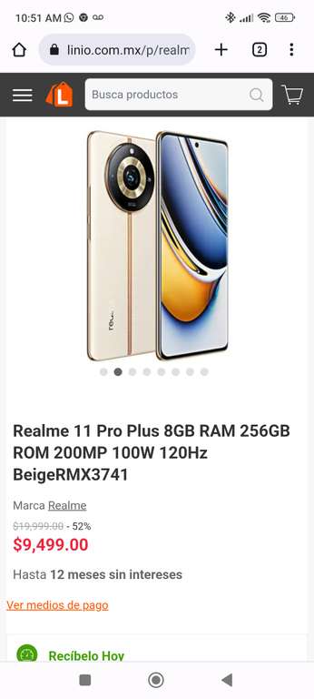 Linio: Celular Realme 11 Pro Plus 8GB RAM 256GB | Por introducción | Precio pagando con PayPal