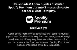 Spotify Premium gratis por 3 meses con Total play (Usuarios sin probar premium)