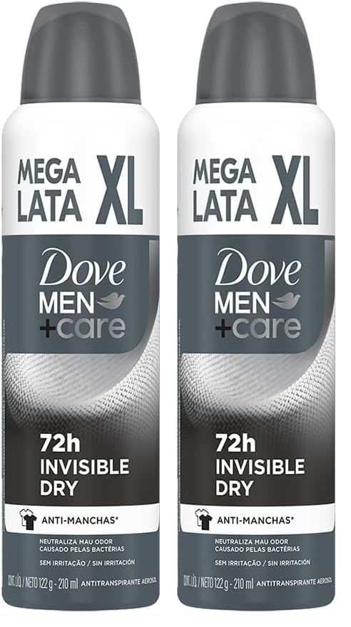 Amazon: DOVE MEN XL Antitranspirante en Aerosol Invisible Dry, con tecnología hidratante y 72 h , 210 ml (Paquete de 2)