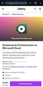 Udemy: Dashboards Profesionales En Microsoft Excel