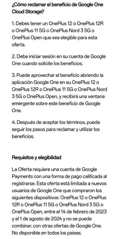 Google One gratis por 6 meses en OnePlus