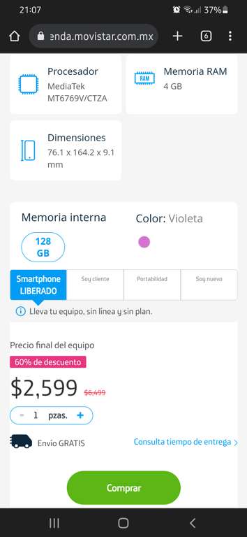 Movistar: Samsung Galaxy A32 128 GB Violeta