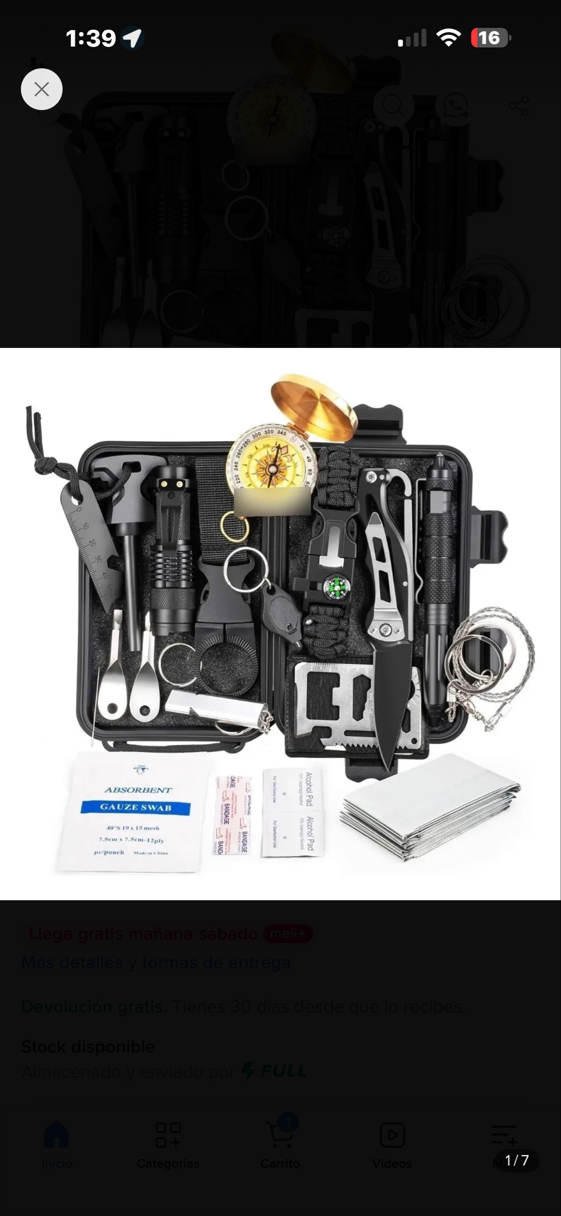 Mercado Libre: Kit De Supervivencia De Emergencia Para Camping 18en1