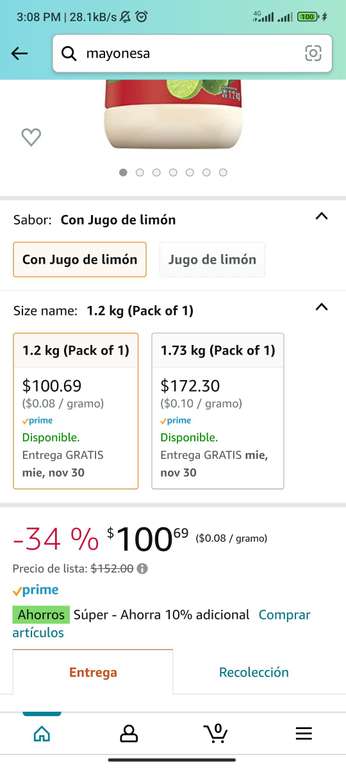 Amazon: McCormick Mayonesa con Limón 1.2 kg $100