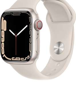 Amazon: Apple Watch Series 7 (GPS + Celular, caja de aluminio blanco estelar de 41 mm) con correa deportiva blanco estelar (renovado)