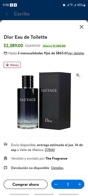 Walmart: Sauvage Christian Dior Christian Dior Eau de Toilette 200ml