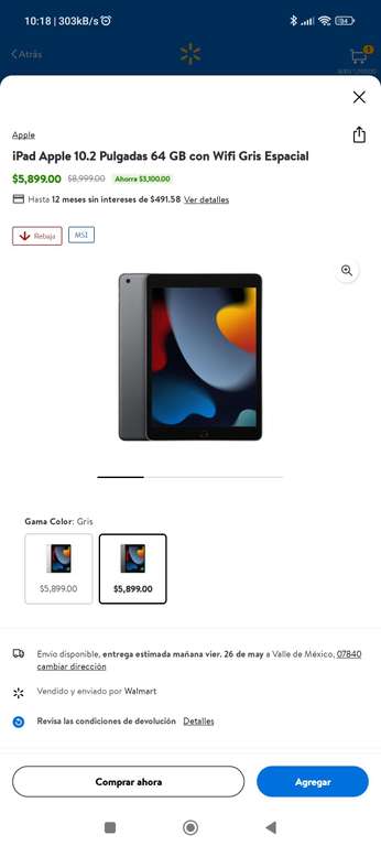Walmart: iPad de 9na generación 64 GB