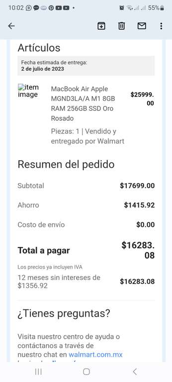 Walmart: Macbook Air Apple descuento con bancomer a $16,283.08 a 12 MSN