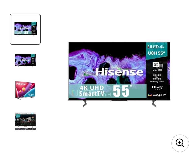 BodegaAurrera: TV Hisense 55 Pulgadas 4K Ultra HD Smart TV ULED 55U8H, Aplicando cupon y pagando con BBVA a 12 MSI