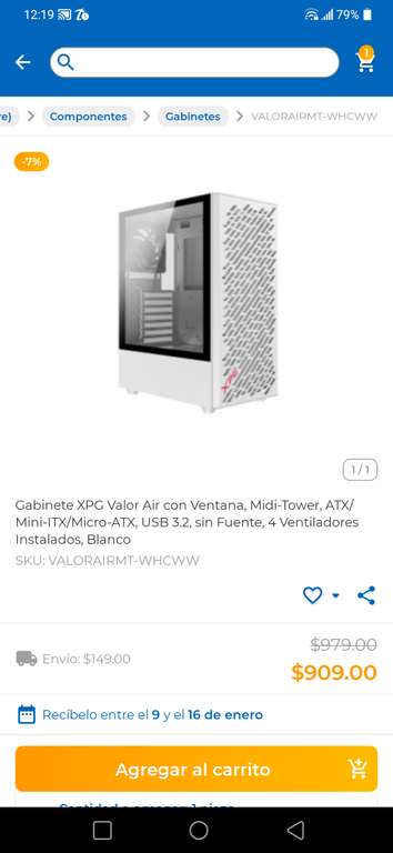 Cyberpuerta: Gabinete XPG Valor Air Mis Tower ATX 4 ventiladores no RGB