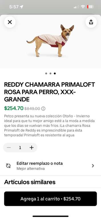 Uber eats: Petco chamarra Reddy reversible (XXXG)