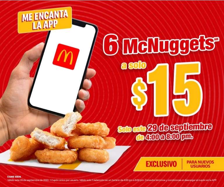 McDonalds: 6 McNuggets por 15 pesos